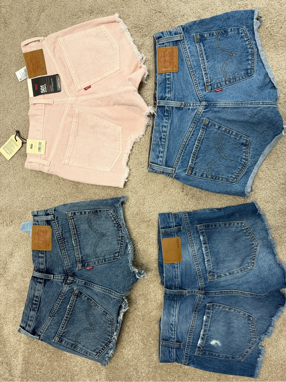 Levi's, AE, and Aero Women's Denim and Pink Jean Shorts 5 Pair Lot - Picture 4 of 8